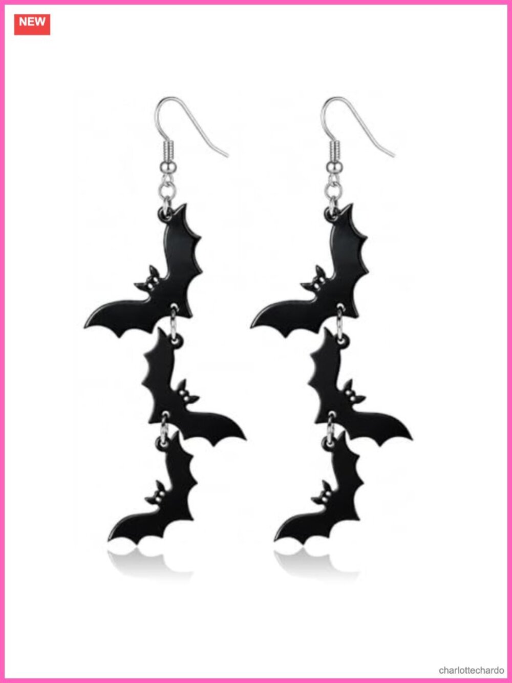 Lightweight 3-Tier Bat Dangle Earrings Halloween Costume Accessory
